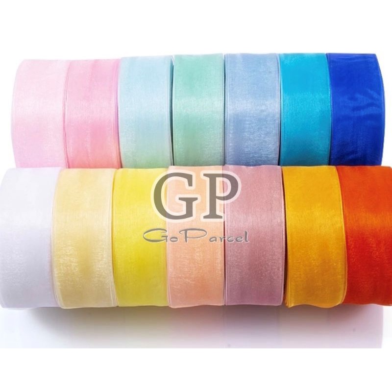 ( Rol 20 Yard ) PITA ORGANDY POLOS 3/4 IN ( 2 CM ) - GIFT RIBBO0N PITA ORGANDI 0.75 INCH ORGANZA HADIAH KADO NATAL