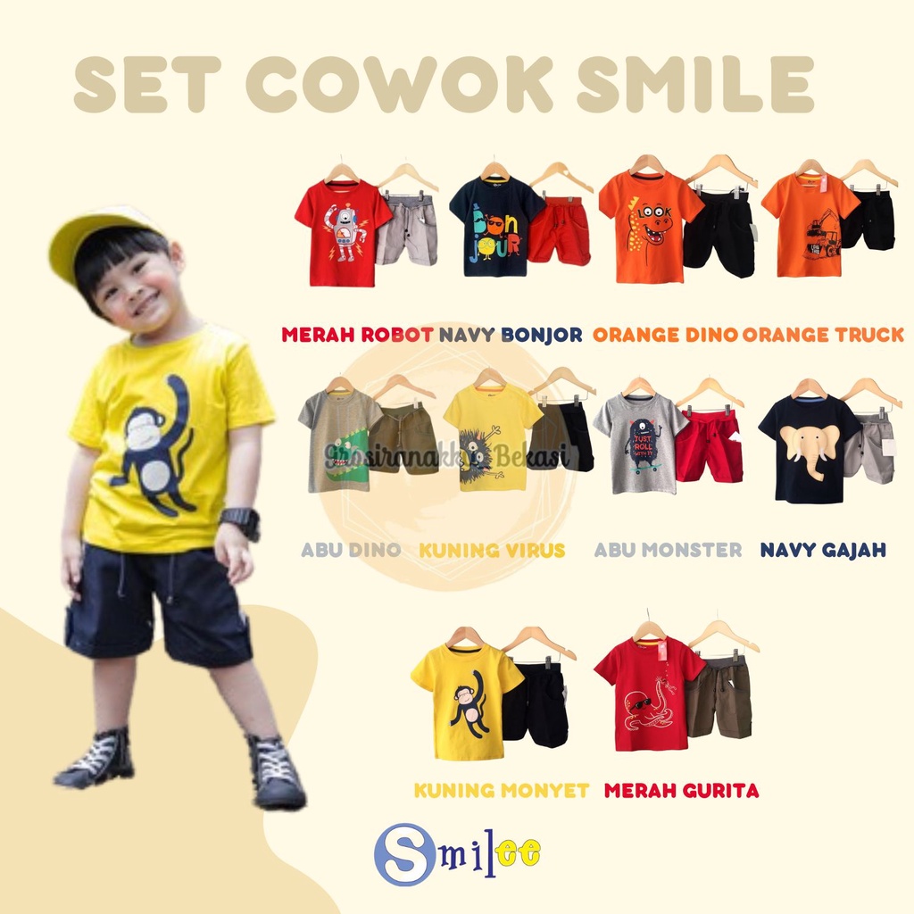 Setelan Anak Smilee Mix Motif dan Warna Size 1-3Tahun