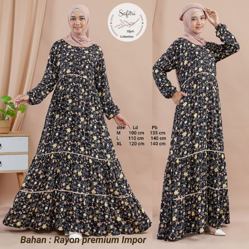 Gamis Rayon Premium Impor by ORI SAFITRI Size M L XL