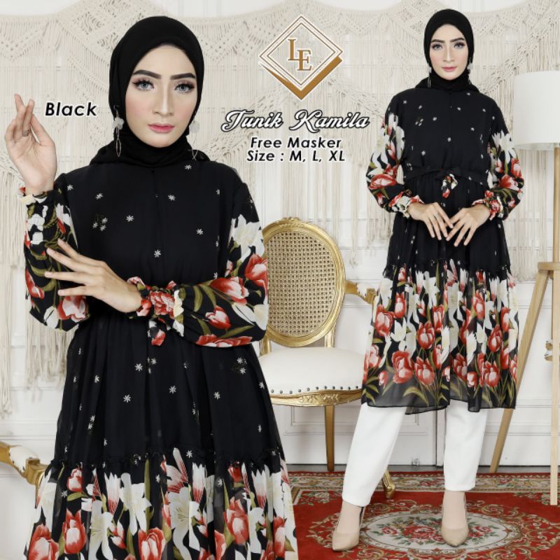 LARFA exclusive TUNIK KAMILA CERUTY MOTIF PREMIUM SIZE M , L , XL