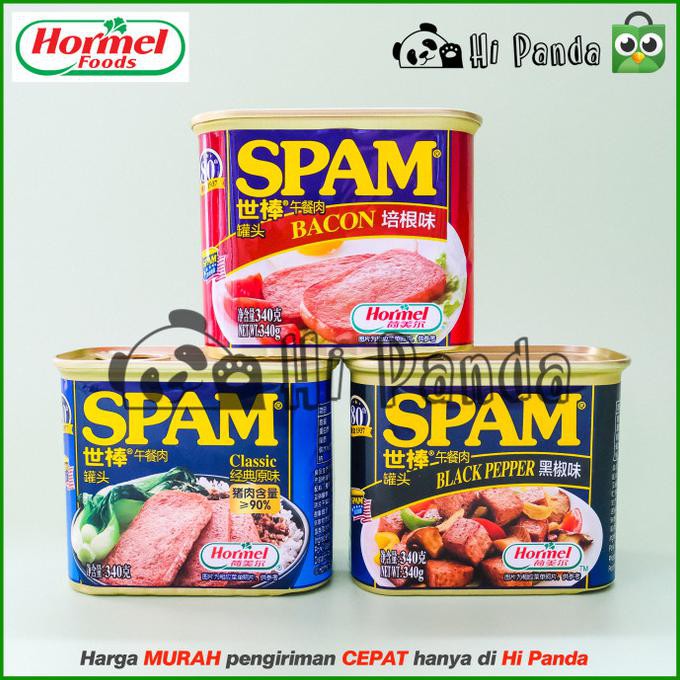 

SPAM CLASSIC / BLACKPEPPER / BACON 340GR - daging babi kaleng NEW - Classic