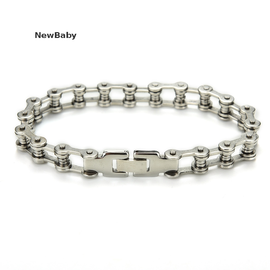 Gelang Rantai Sepeda Motor Bahan Stainless Steel Gaya Punk Ukuran 8.5 Inci Untuk Pria
