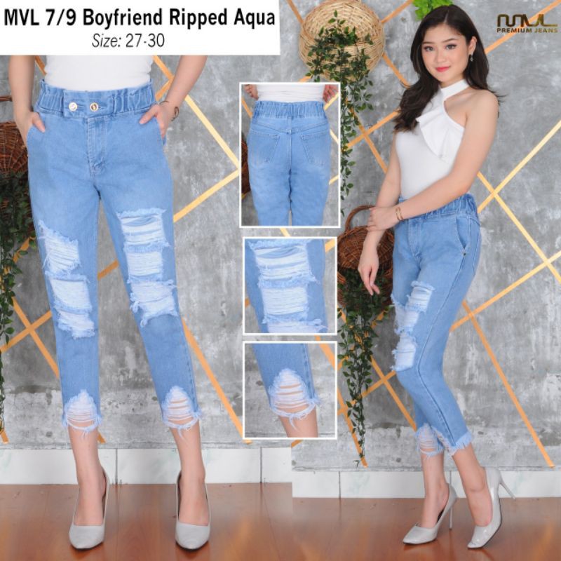 READY CELANA BOYFRIEND BF STEVAN GREY dan PUTIH  dan SNOW BLUE & HITAM 27-34  Sobek Tidak Tembus