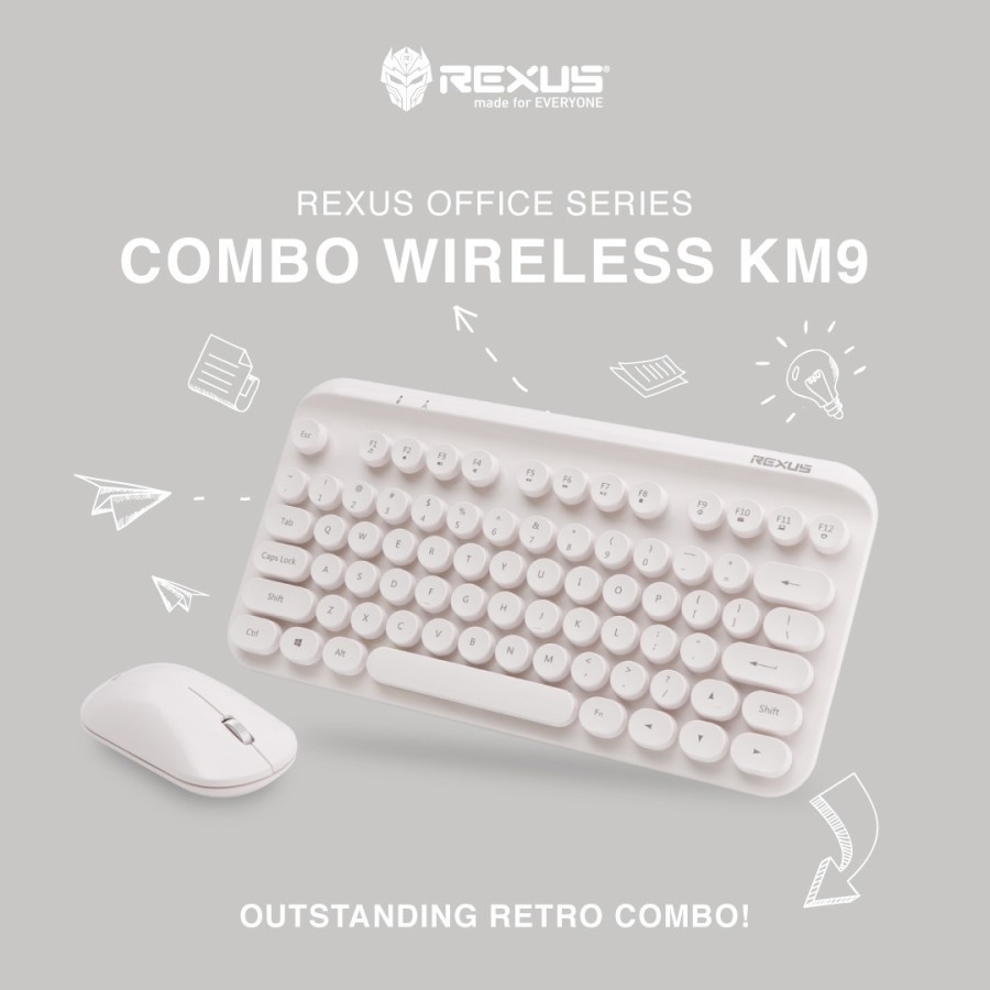 REXUS KEYBOARD MOUSE WIRELESS KM9 COMBO NEW