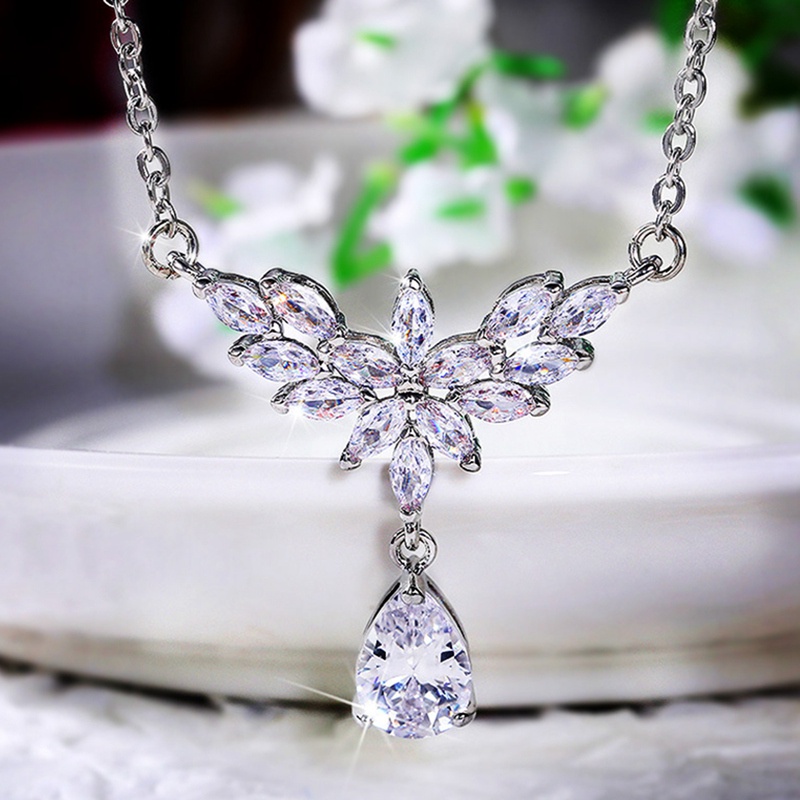 Fancyqube Kalung Liontin Cubic Zirconia Untuk Wanita