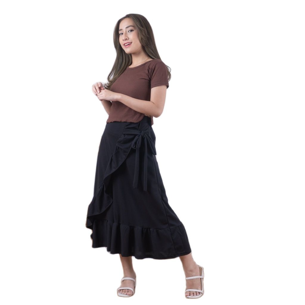 ZASKIYA - Lesley Skirt / Rok Rempel Casual Korean Look / Midi Skirt Maxy Rok Wanita Korean Terbaru