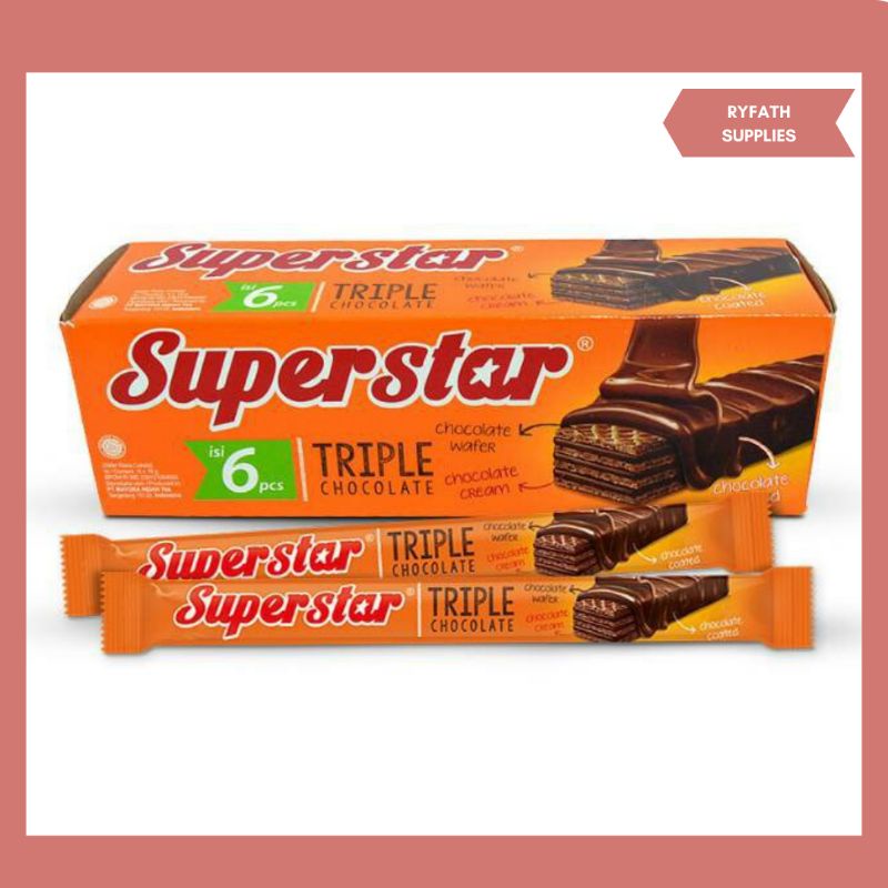 

| SUPERSTAR WAFER TRIPLE CHOCOLATE SNACK MAKANAN RINGAN BISKUIT KRIM COKLAT YUMMYYY |