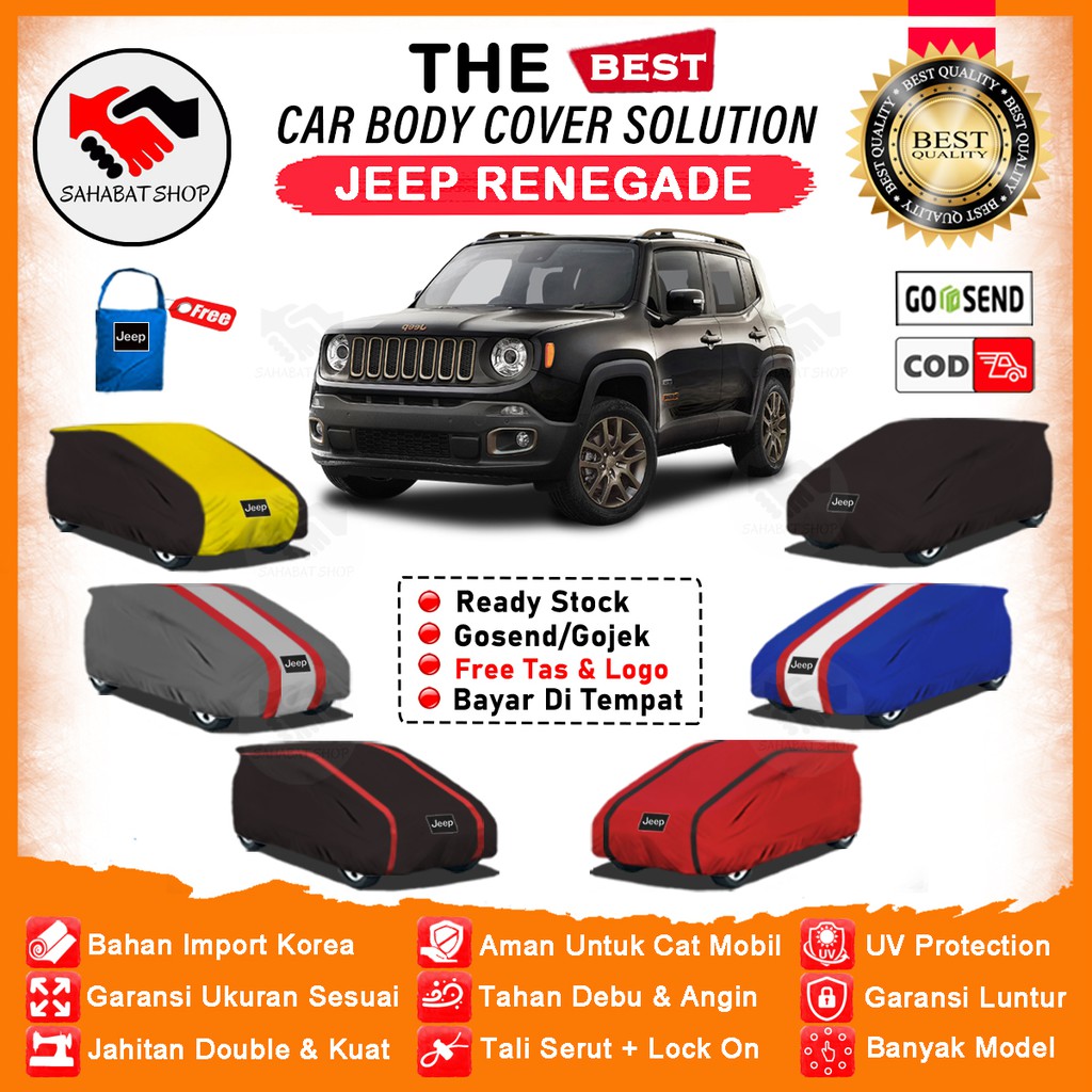 Sahabat Body Cover Mobil Renegade / Sarung Penutup Jeep Renegade Outdoor / Selimut Jas Pelindung Mantel Mantol Kerodong Kerudung Jas Terpal Pembungkus Tutupan Bungkus Kelambu Mobil Renegade Waterproof Anti Air Model Orange