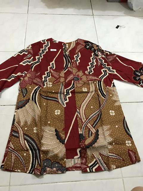 Atasan Blouse Batik Wanita Lengan Panjang Bahan Katun Stretch, 242 Aon-w#
