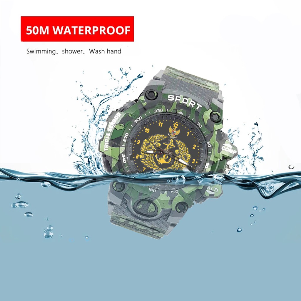 {Istimewa} Jam Tangan TNI-AL (Angkatan Laut) -Abu-Abu  Army Water Resistant