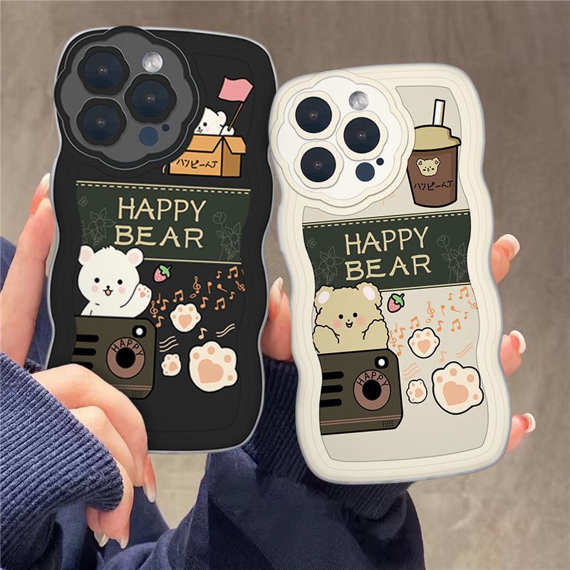 Case Desain Beruang Melengkung Untuk iPhone 12 13 11 Pro Max X Xs Max Xr wqpp