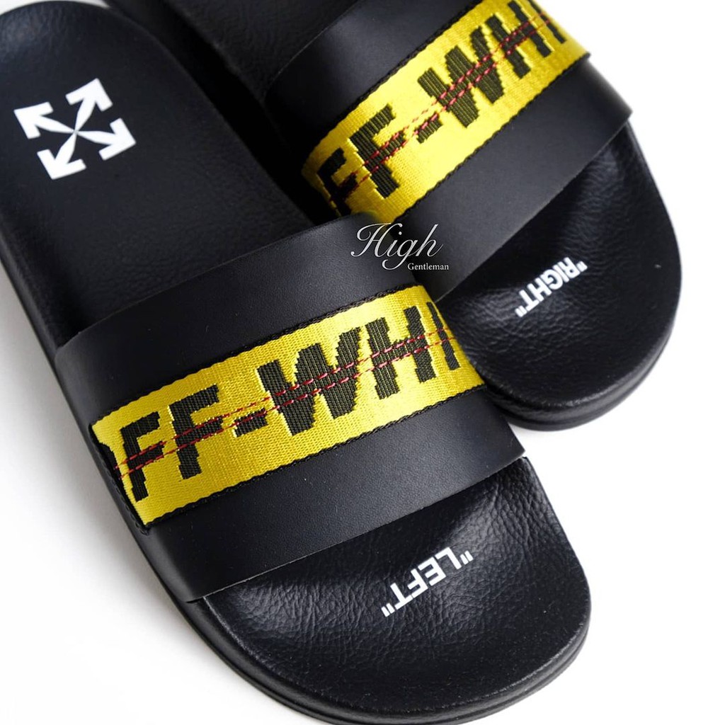 OW FW21 Industrial Belt Slides Black/Yellow 100% Authentic