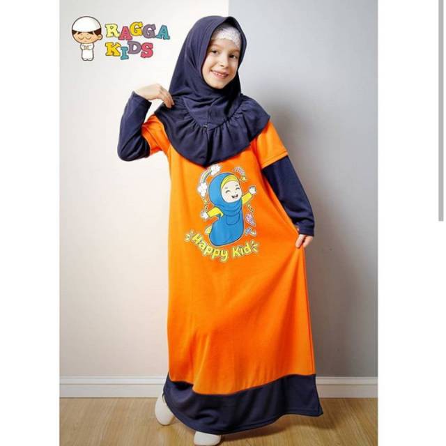 RG05 Gamis  Kaos  Happy Kids Muslimah Ragga Kids  