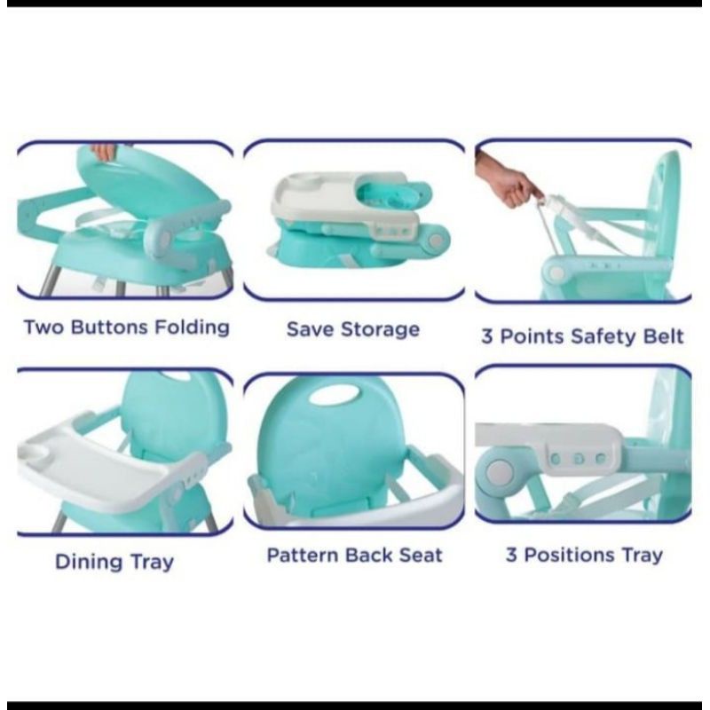 Baby Safe High Chair 3in1 - Babysafe Kursi Makan Bayi 3 in 1 - Kursi Makan Anak Bayi Booster  Seat