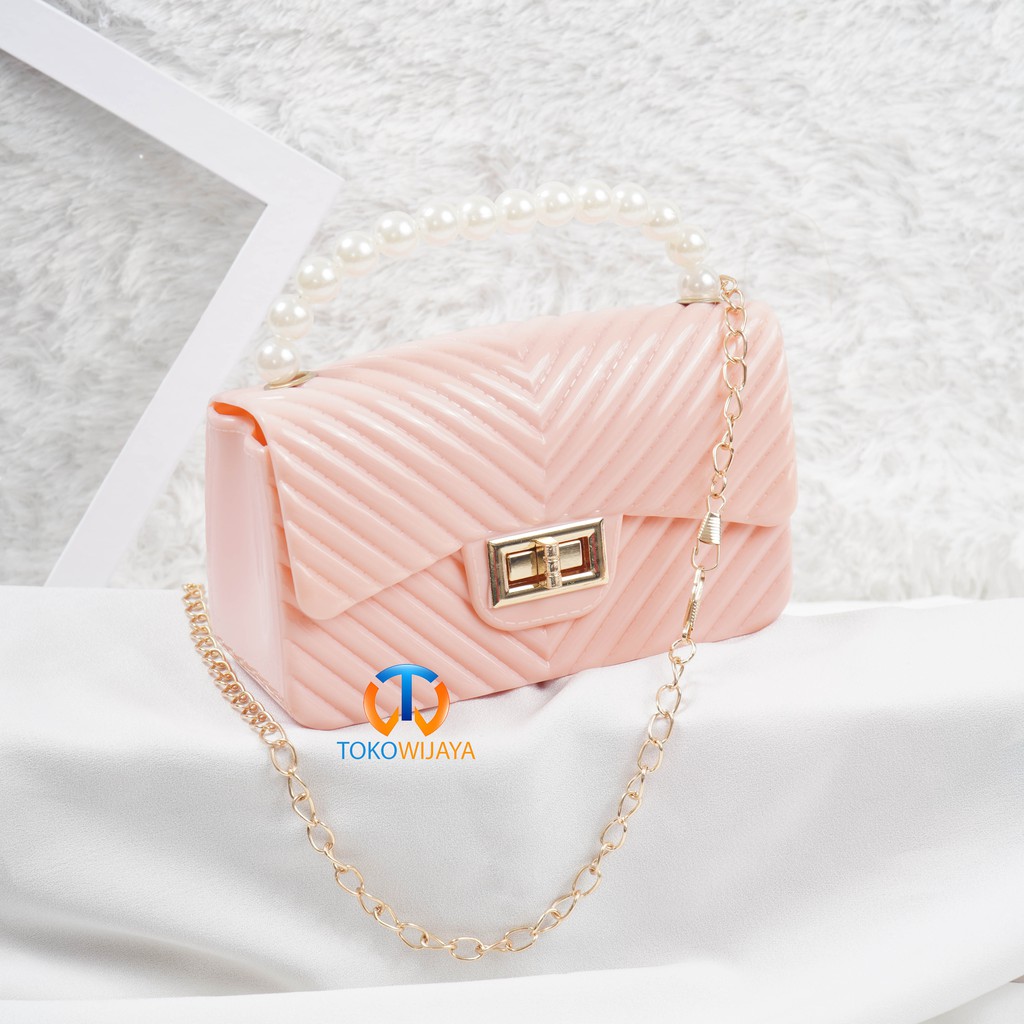 Tas Jelly Glossy Mutiara Salur Size 18 Cm | Tas Jelly Glossy Mutiara