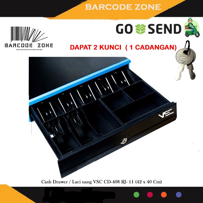 Cash Drawer /Laci Uang Kasir Vsc Cd-408 (43 X 40 Cm ) Rj-11 Otomatis Auto / Manual Kunci
