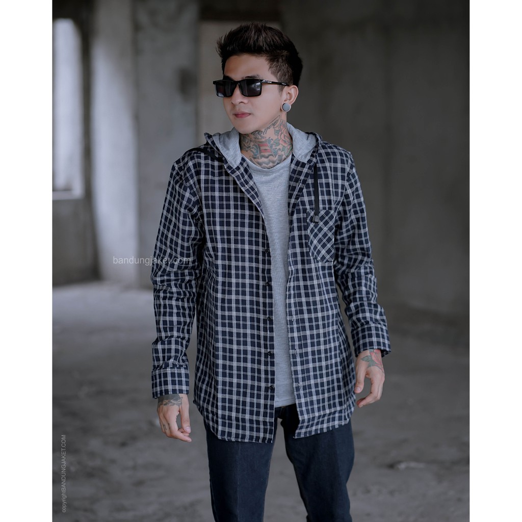 KEMEJA PLANEL HOODIE 2IN 1 // KEMEJA PLANEL HOODIE DOBEL KAOS LENGAN PANJANG