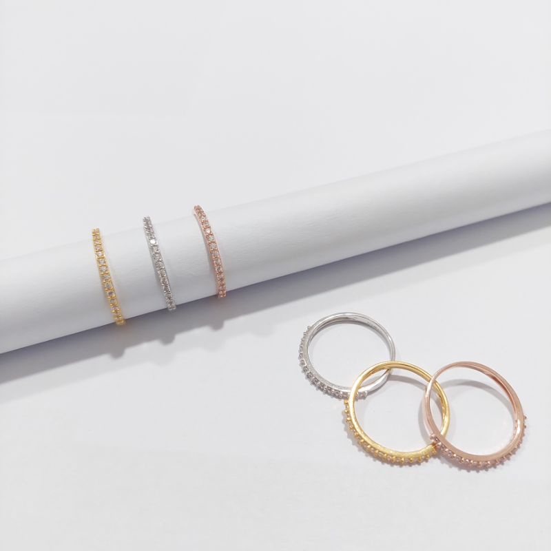 cincin listring dan aurel 1 set 3 warna emas asli cantik manis awet