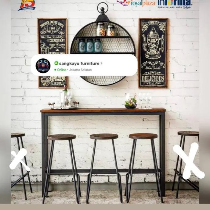

Ready Meja Kafe+Kursi Kayu Mahoni Kaki Besi Uk 150X100X40X2,8 Cm Layerstore11