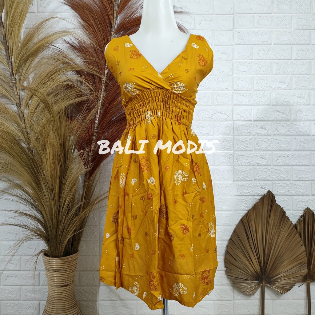 DASTER DRESS MOZA TANGGUNG BALI-MUSTARD LOVE