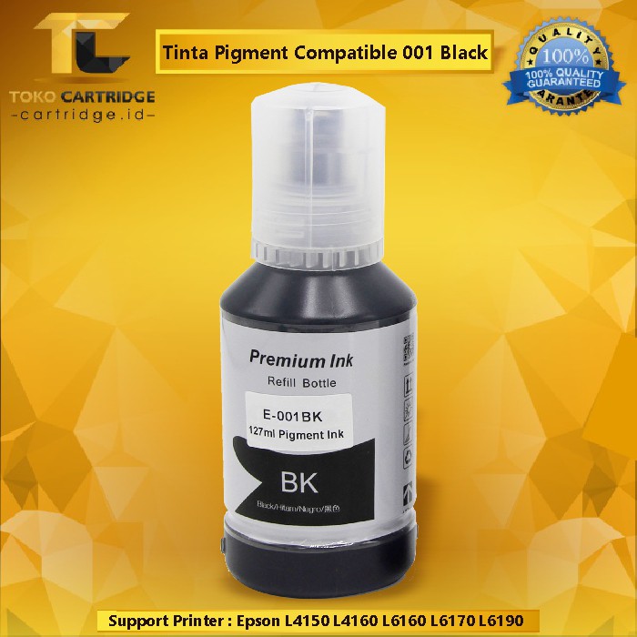 Tinta Refill Compatible 001 Pigment Ink Black 127ml C13T03Y100 L4150 L4160 L4260 L6160 L6170 L6270 L6190 L6290