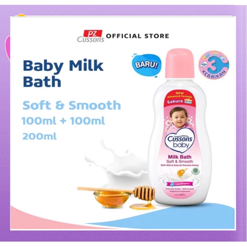 Jual Cussons baby milk bath soft & smooth 200ml (100ml+100ml) | Shopee ...