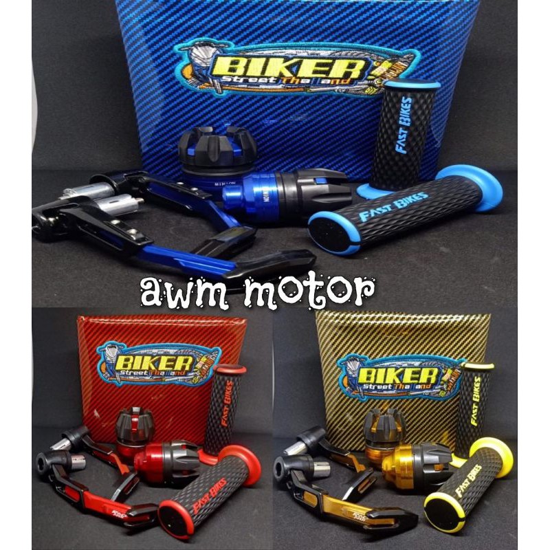 Kulit Jok Carbon + Progruad Robot + Jalu AS Roda + Handgrip fastbiker 1 Paket Isi 4 item Univesal