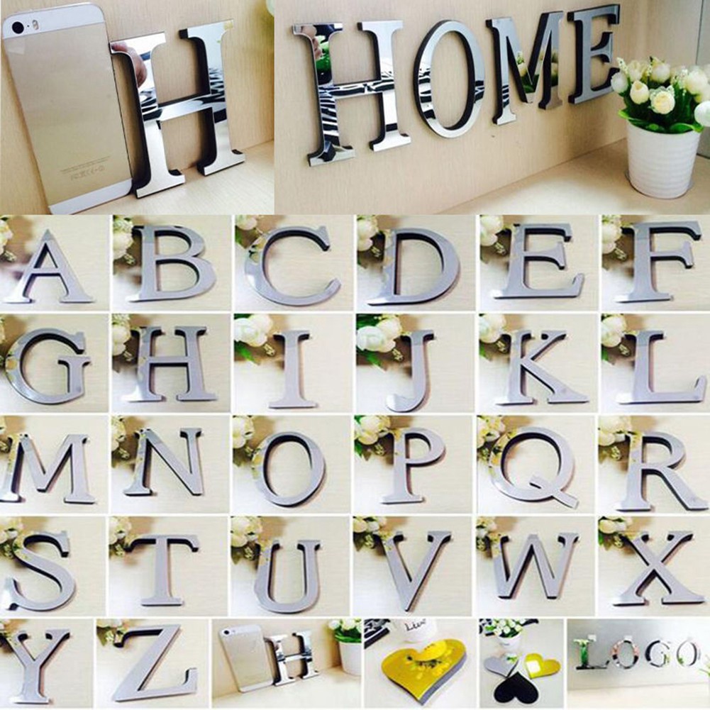 Stiker Cermin Dinding DIY Motif Huruf Bahasa Inggris 3D Stiker Cermin Dinding DIY Motif Huruf Bahasa Inggris 3D