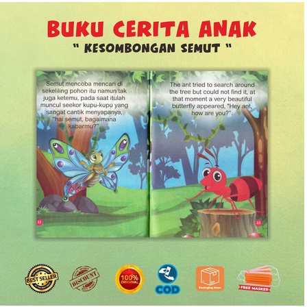 Buku Cerita Anak Dongeng Binatang Lengkap Bilingual Full Colour Kancil Dan Serigala