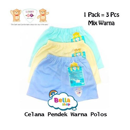 3 PCS LIBBY CELANA PENDEK ANAK WARNA POLOS-BELLA SHOP