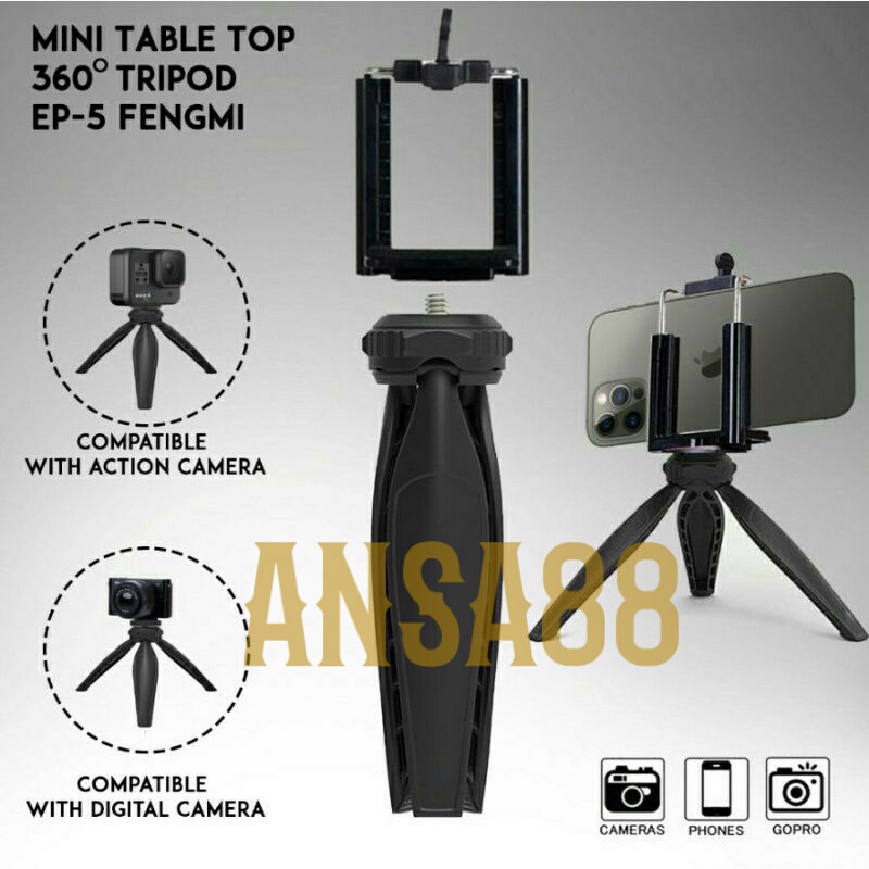 tripod meja mini 360° plus holder U tripod hp kamera portable mini table top tripod EP5 HOL45