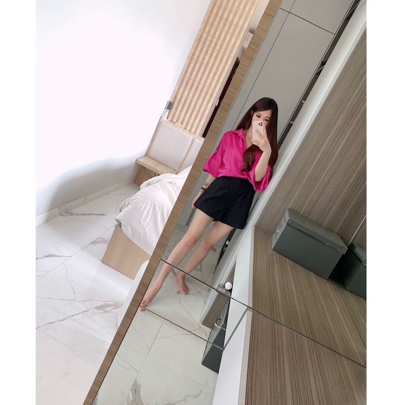 Kemeja Blouse wanita import 1994 mili shirt ndudshop ( , LILAC)