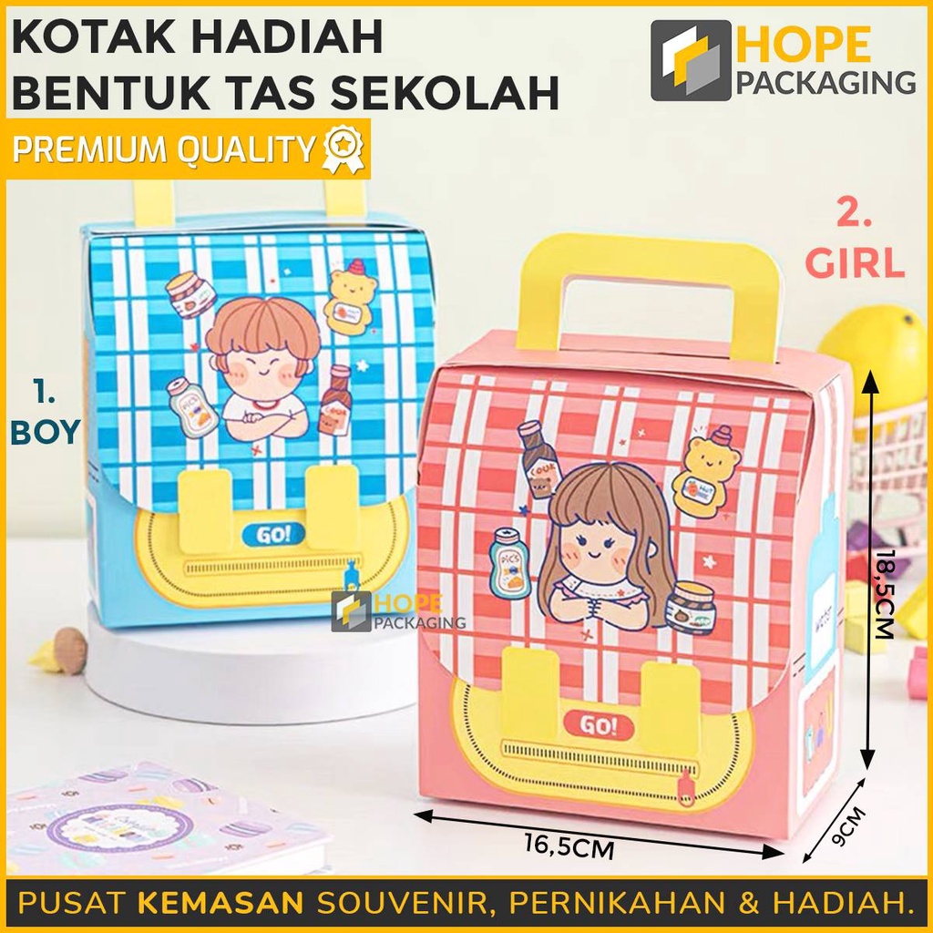 Kotak Kemasan Souvenir ultah / Kotak hadiah bentuk bus untuk anak anak Bentuk Tas sekolah