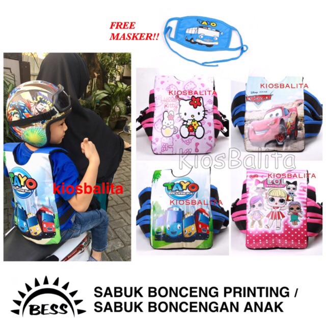 FREE MASKER!! SABUK BONCENG FULL PRINTING/ SABUK BONCENGAN MOTOR ANAK UNTUK BONCENG DEPAN/BELAKANG