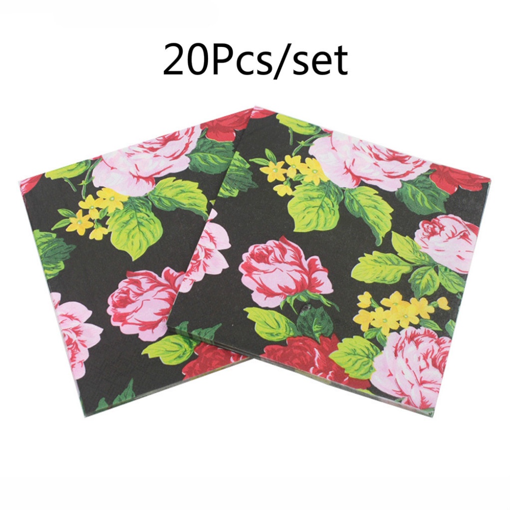 20pcs/pack Floral Flower Paper Napkins Event &amp; Party Tissue