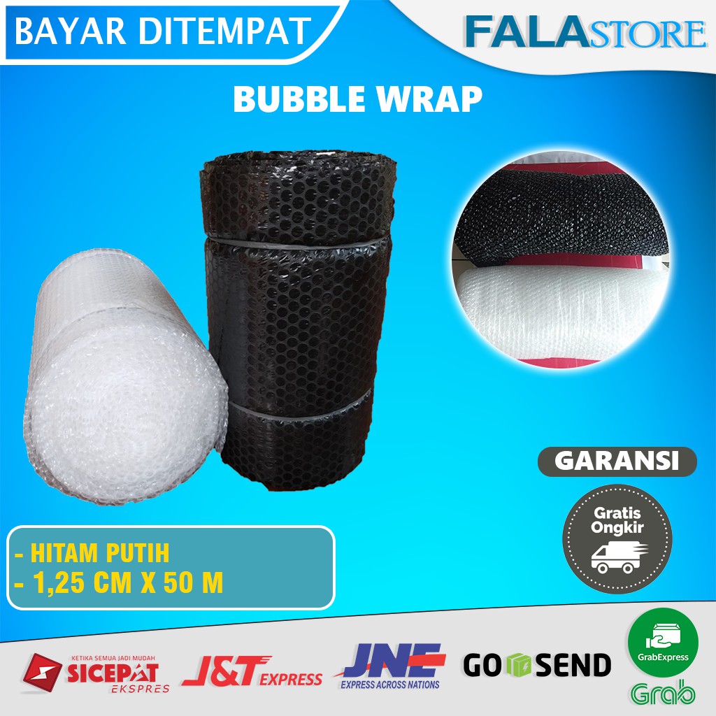 

Bubble Buble Wrap Warna Hitam Putih Khusus Tanggerang Roll Plastik Bubblewrap warp 50m x 1,25m Kuat