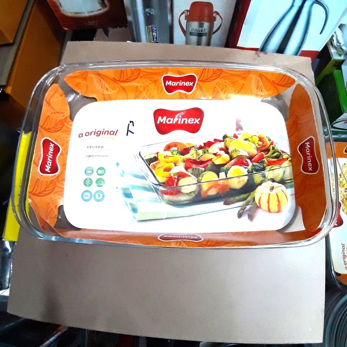 Mangkok Kaca - Loyang Mangkok Kaca Tebal Persegi Marinex 9,5In 2.9 L Pyrex Microwave