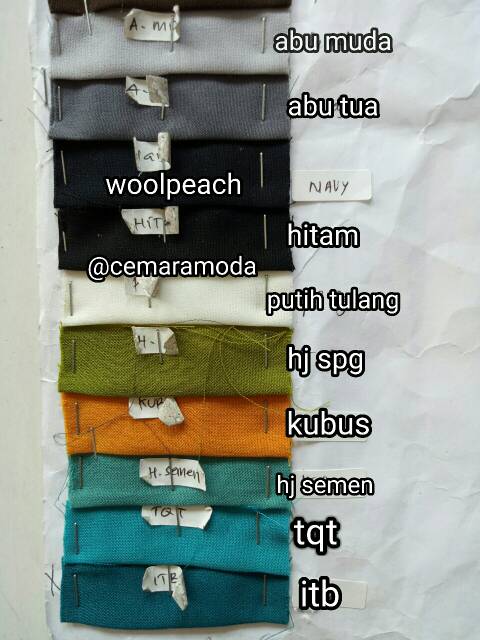 Kain Wollpeach PER 0.5mt / Woolpeach Wollfis Wolpeach / Wolfis / Wolfish / Wollpis / Wolpis Wolvis / kain hijab instant jilbab instan kerudung pasminah gamis