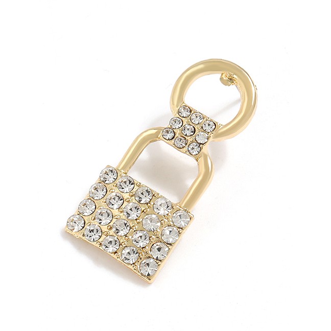 LRC Anting Tusuk Fashion Love Lock Alloy Diamond Earrings K04319