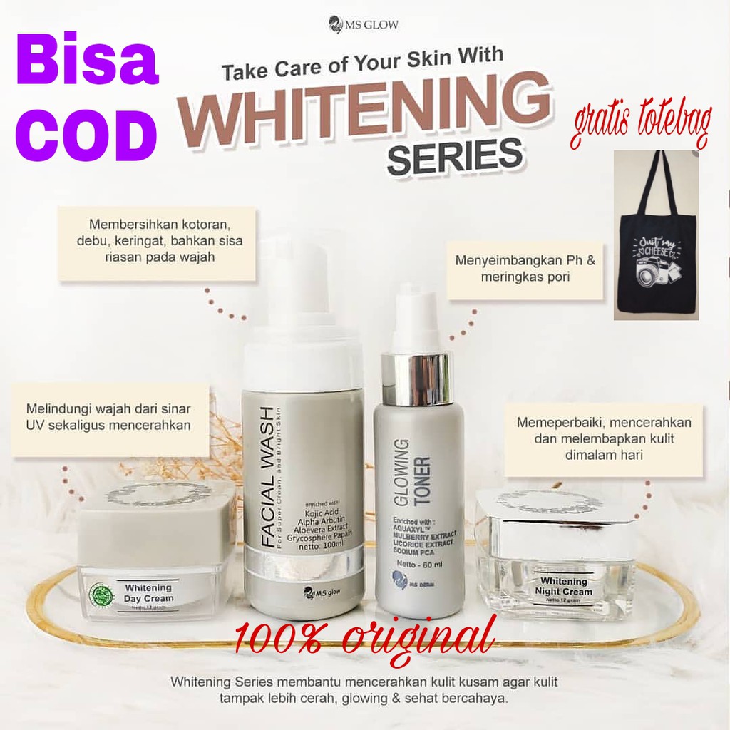 MS GLOW PAKET WHITENING|CREAM WAJAH GLOWING/Ms Glow Original Paket Whitening Series