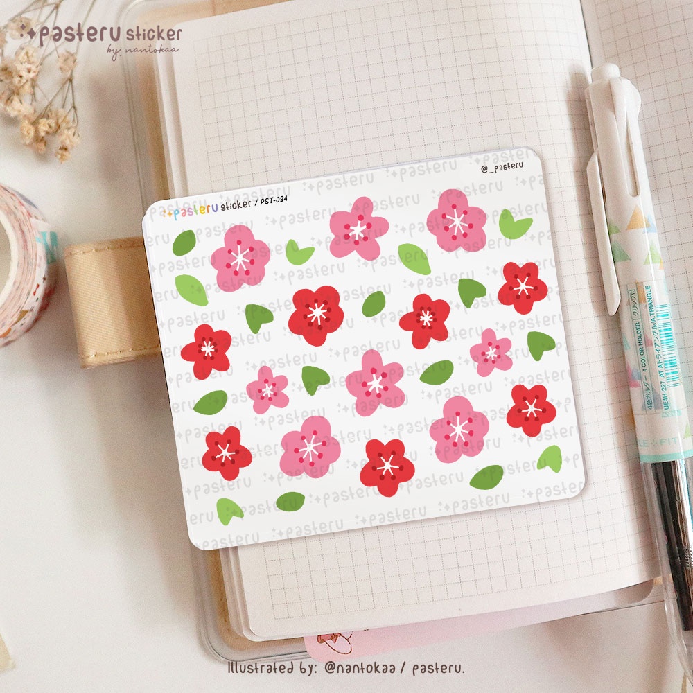 

Kawaii Pink Red Cherry Blossom | Pasteru Planner Journal Sticker