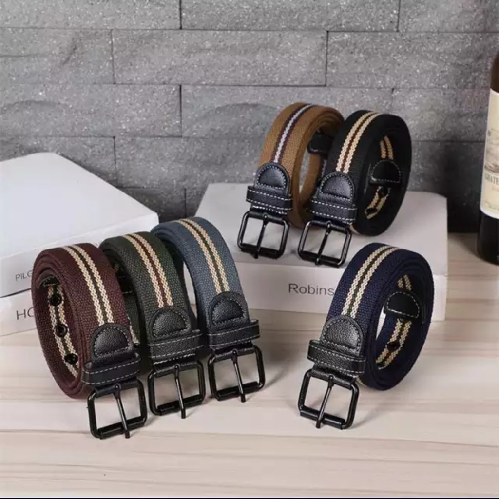 Ikat Pinggang Pria Fashion Tali Kanvas Sabuk Model jarum Kode S032