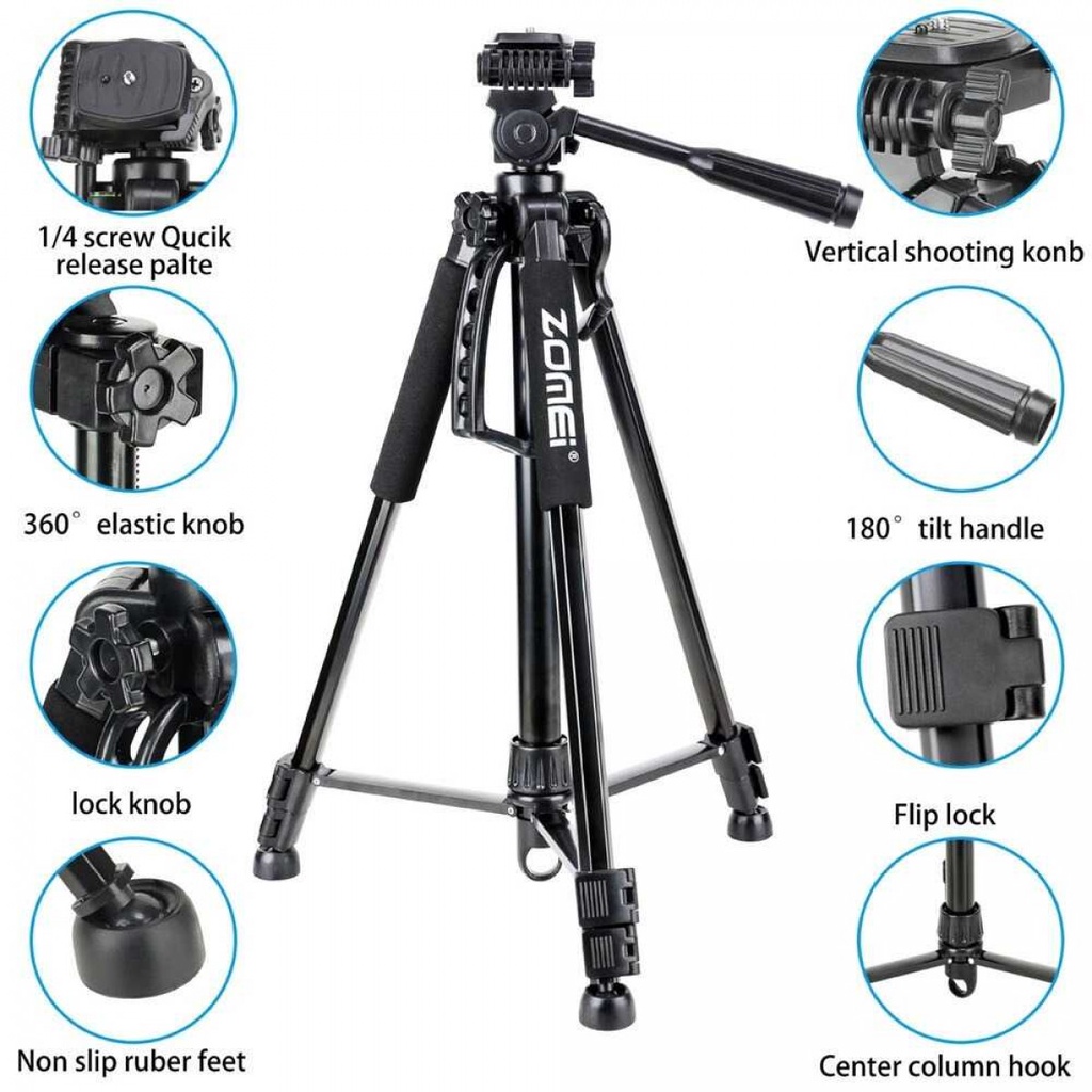 Tripod Kamera Professional DSLR Mirrorless Pan Head 3 Way 148cm