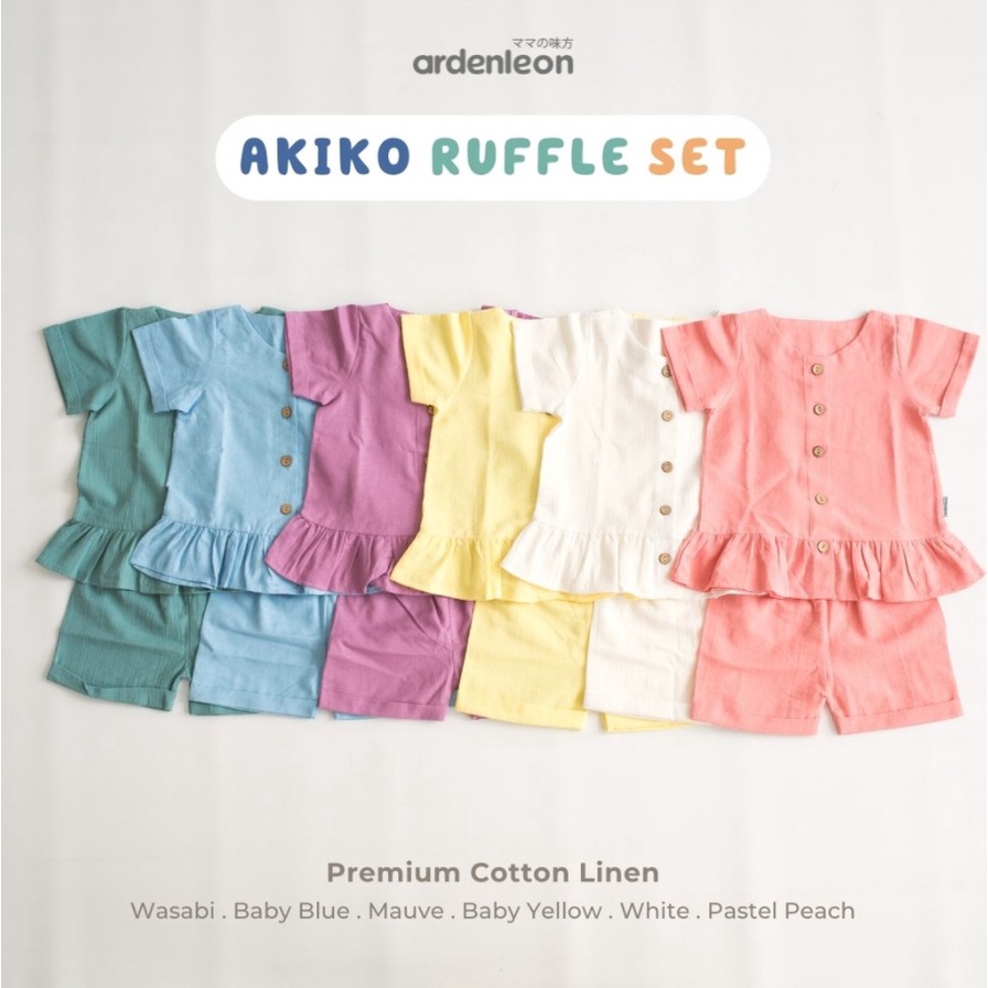 ARDENLEON Akiko Ruffle Button Setelan Anak (1-7 Yr) Setelan Ruffle Pendek Anak CBKS