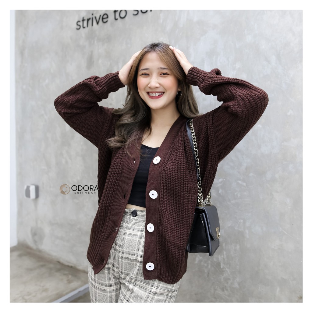 Cardigan rajut premium (Carra)-Coffee