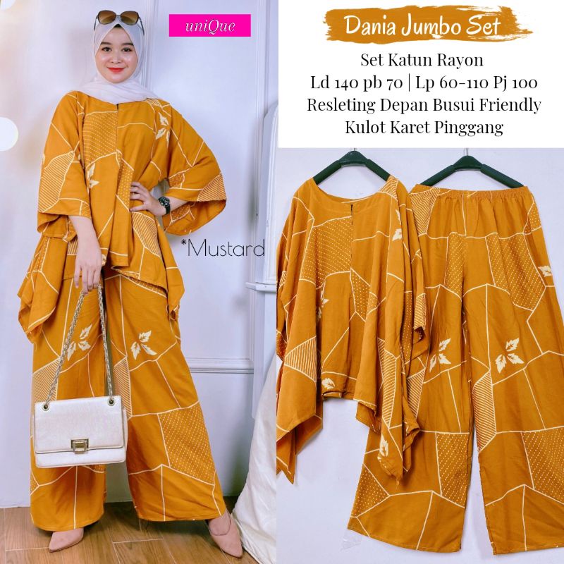 DANIA JUMBO SET BY UNIQUE SET CP WAKA TIEDYE CELANA PANJANG SETCEL KATUN RAYON PREMIUM ONESET MURAH
