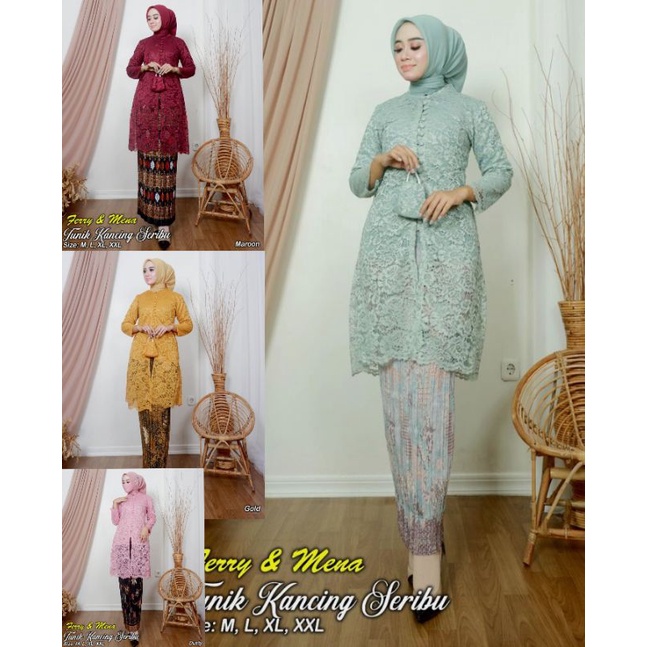 NEW Tunik Brukat Kancing Seribu/Kebaya Modern/Kebaya tradisional/tunik brukat