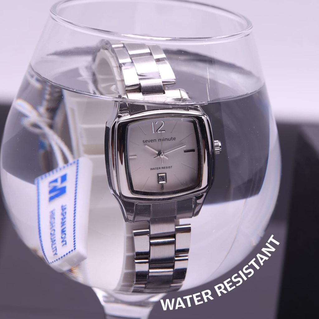 BEST SELLER JAM TANGAN WANITA SEVEN MINUTE FM95 TALI RANTAI TANGGAL AKTIF DM 3.0CM FREE BOX || JAM TANGAN WANITA FASHION WANITA SEVEN MINUTE