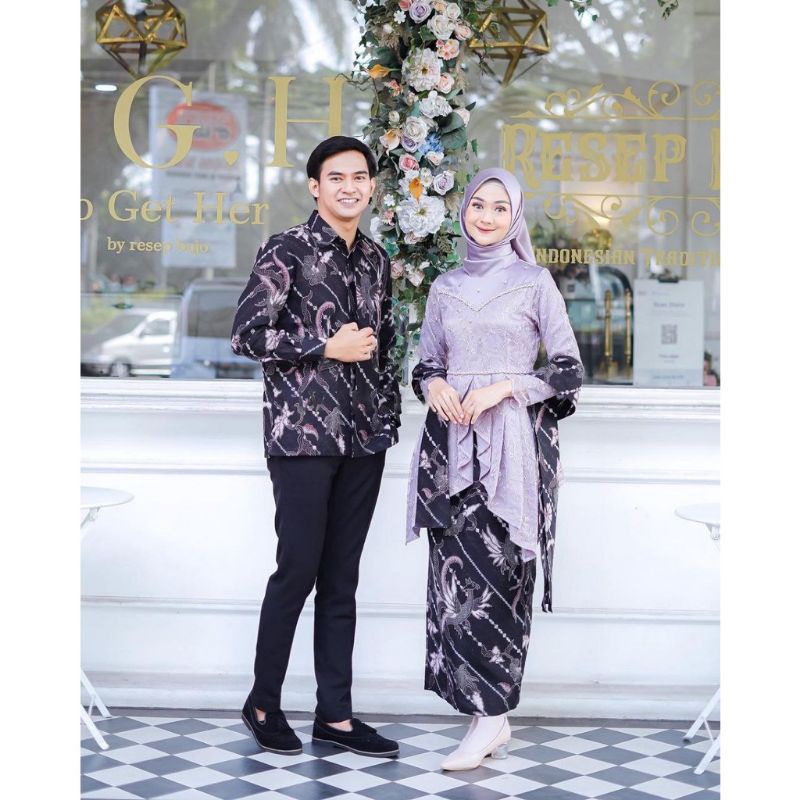 Couple Kebaya Modern Baju Wisuda Tunangan Lamaran Terbaru Baju Batik Brokat Couple laffeya mauve