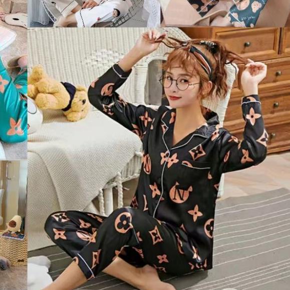 ➯ Piyama Pp wanita baju tidur import satin lengan panjang ➻